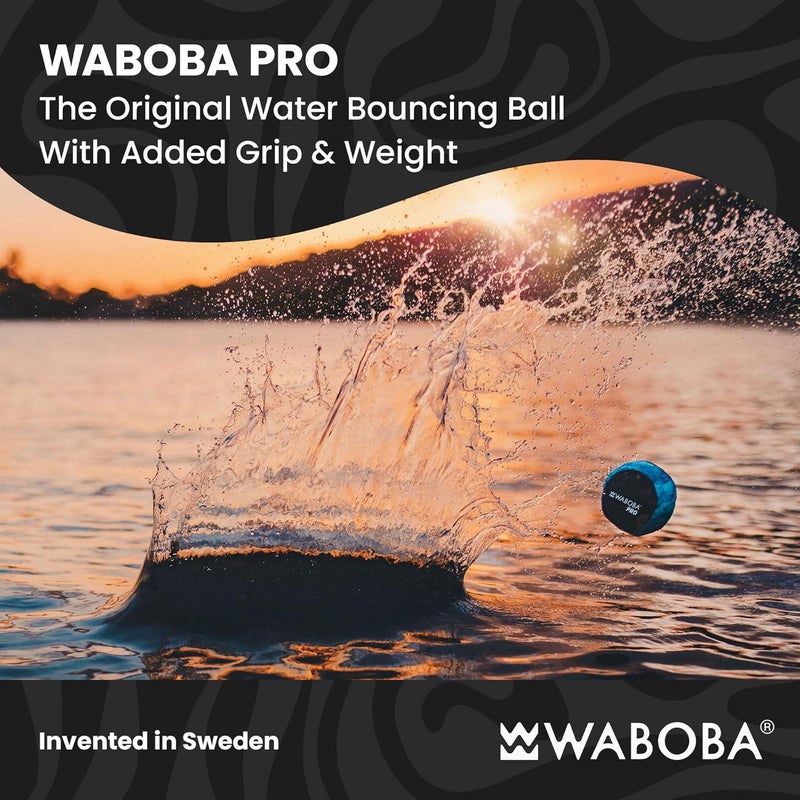 Waboba كرة الماء القافزة الاحترافية مع قبضة إضافية - لعبة مثالية للشاطئ وألعاب الماء - تقفز على الماء - اخترعت في السويد - أمواج زرقاء - Image 2